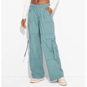 Wild Fable Light Blue Wide Leg Mid Rise Cargo Utility Strap Pants XXL New NWT